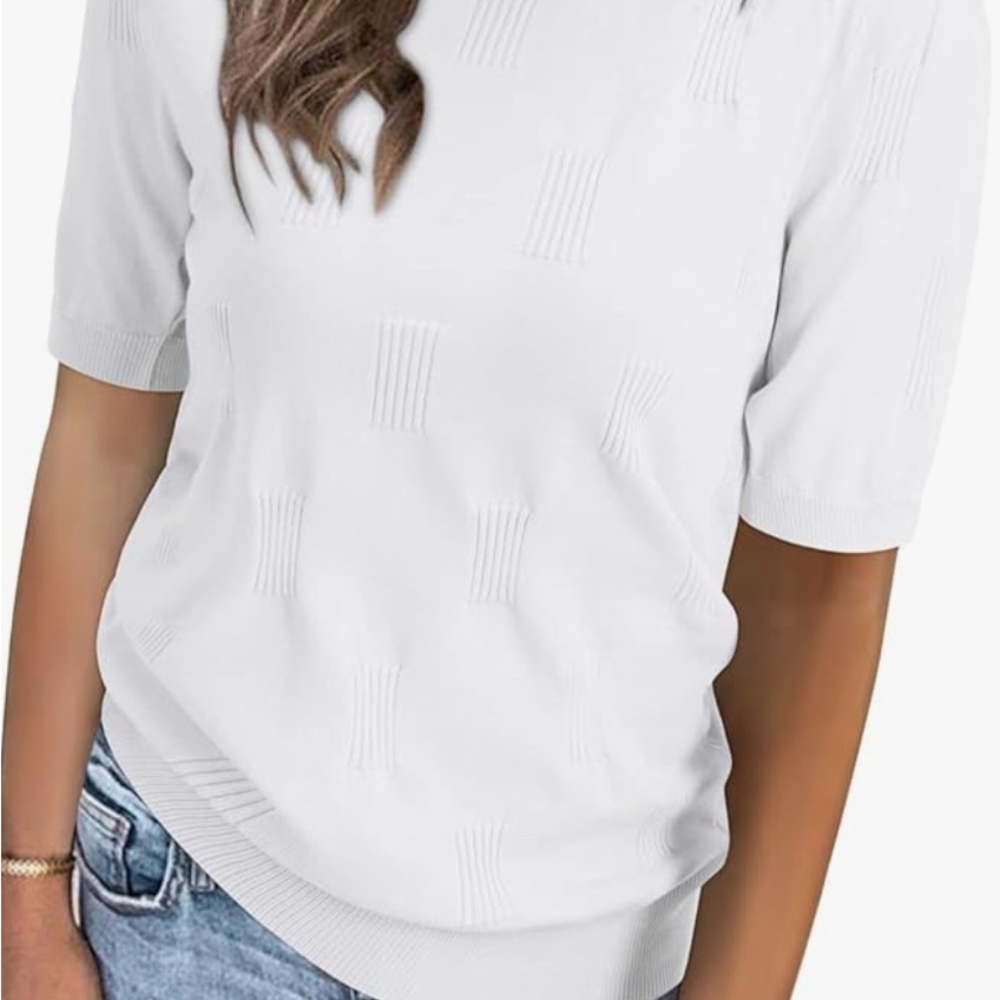 Women's White Textured Lightweight Sweater